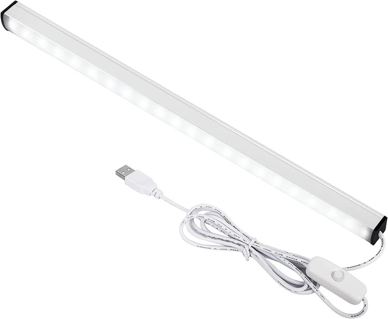 ASOCO Plug-in Under Cabinet Lighting - 12 Inch LED Strip Bar, Cool White 6000k USB Cabinet Light, Slim Undercounter Light for Kitchen/Cupboard/Workbench/Shelf/Desk - Image 1